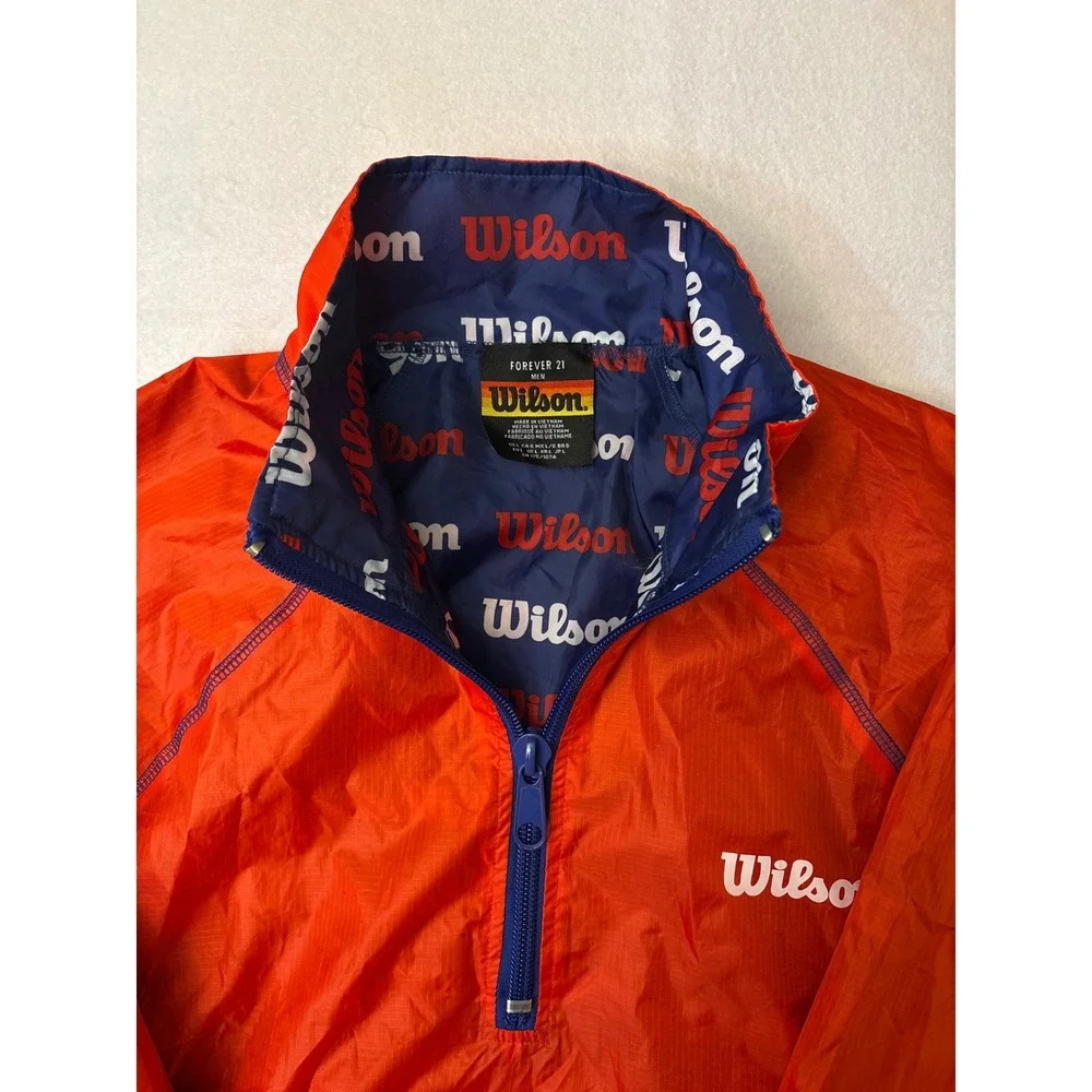 Forever 21 Wilson Red Quarter Zip Ripstop Windbreaker Jacket Large Reversible